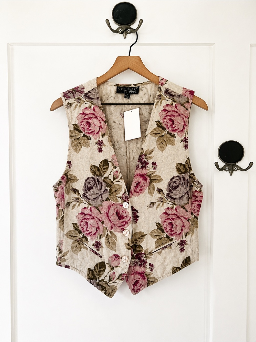 Floral Linen Blend Vest | Made in USA | Cottagecore 90s